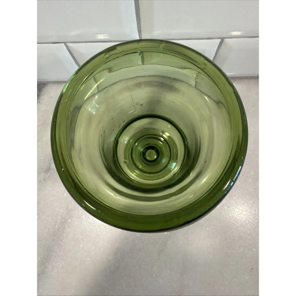 Vintage Indiana Glass Green Footed Pedestal‎ Urn Vase Pressed Glass MCM 6